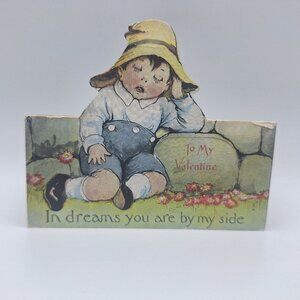 Vintage Valentine Cutout Card Boy In Hat Series 267 Dreamy Romantics Collectible